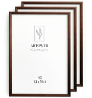 3 Bilderrahmen Vintage Braun, Format A2 (42 x 59,4 cm) – Artower 3er Set