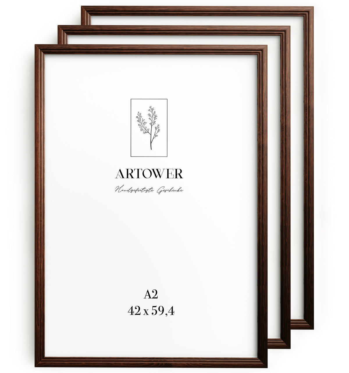3 Bilderrahmen Vintage Braun, Format A2 (42 x 59,4 cm) – Artower 3er Set