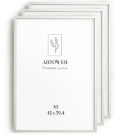 3 Bilderrahmen Holz Weiß, Format A2 (42 x 59,4 cm) – Artower 3er Set
