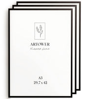 3 Bilderrahmen Alu Schwarz, Format A3 (29,7 x 42 cm) – Artower 3er Set