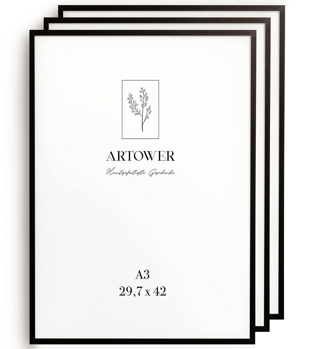 3 Bilderrahmen Alu Schwarz, Format A3 (29,7 x 42 cm) – Artower 3er Set