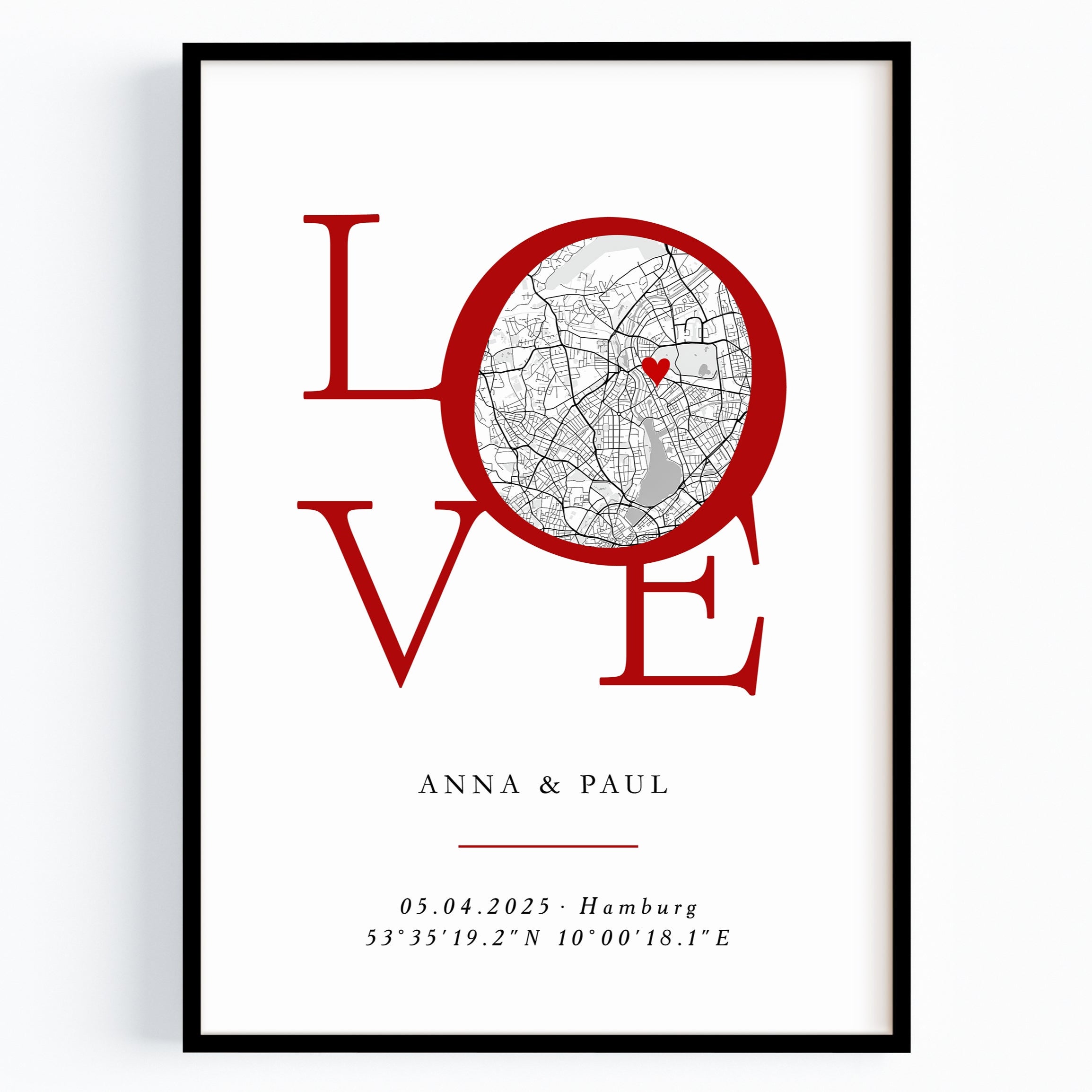 LOVE Poster persönliche Stadtkarte