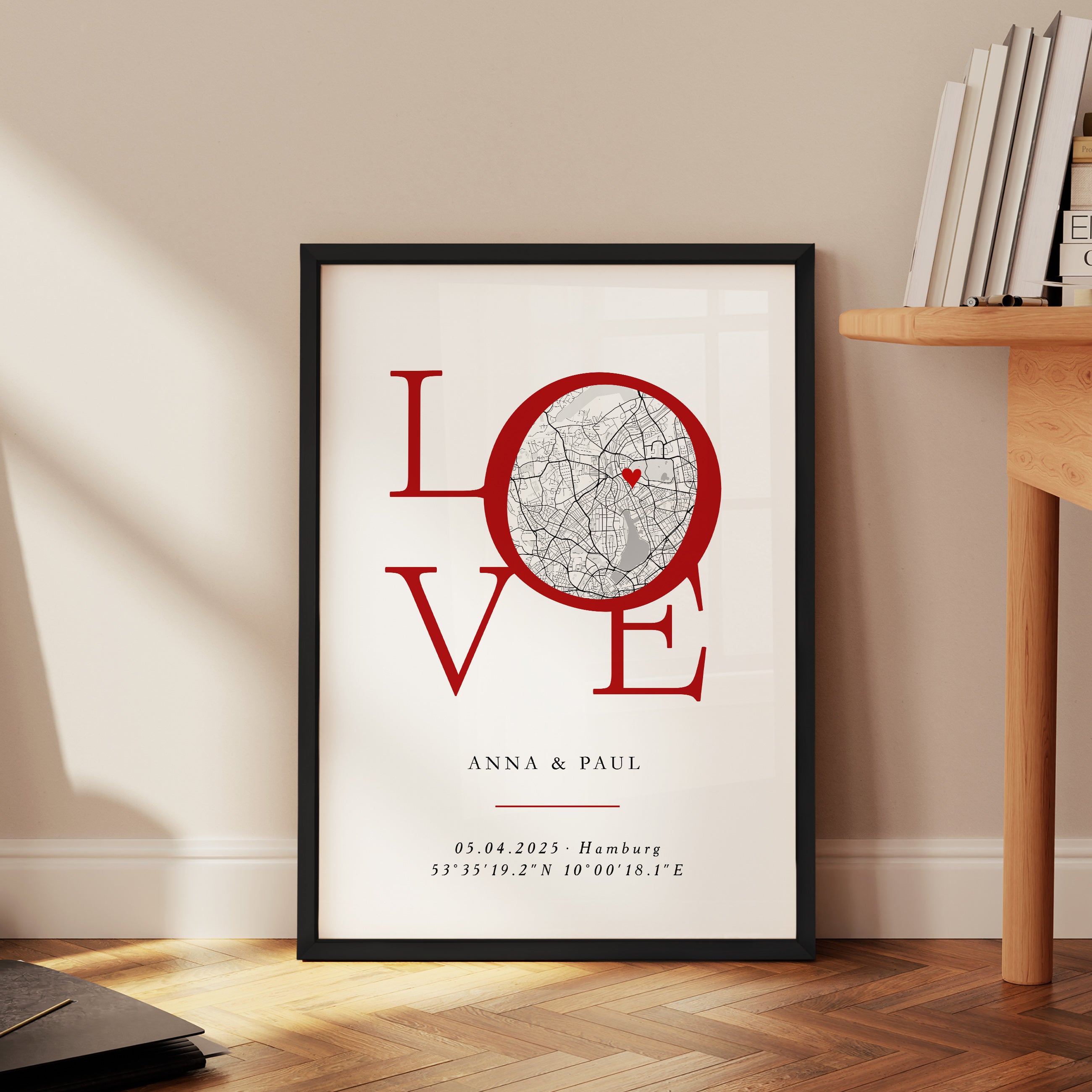LOVE Poster persönliche Stadtkarte