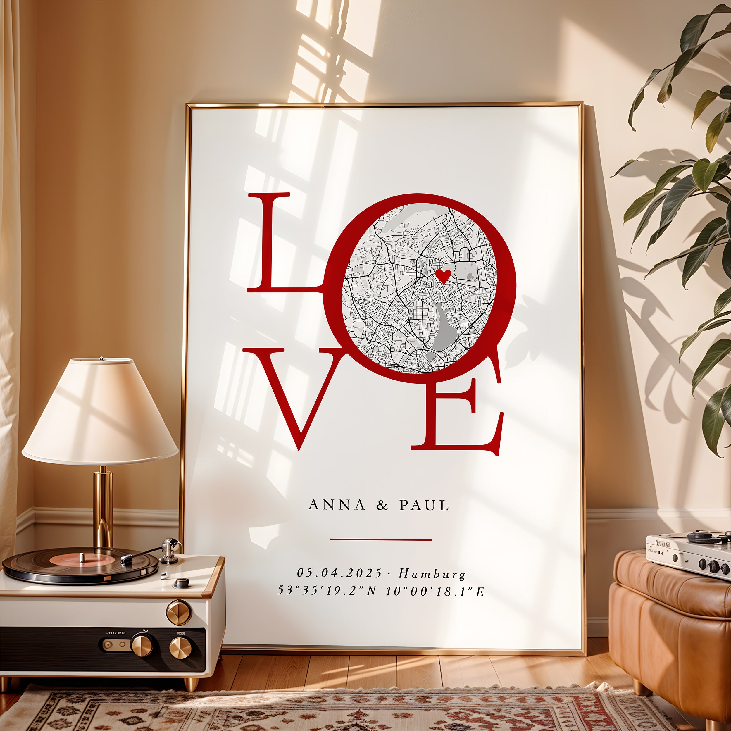 LOVE Poster persönliche Stadtkarte