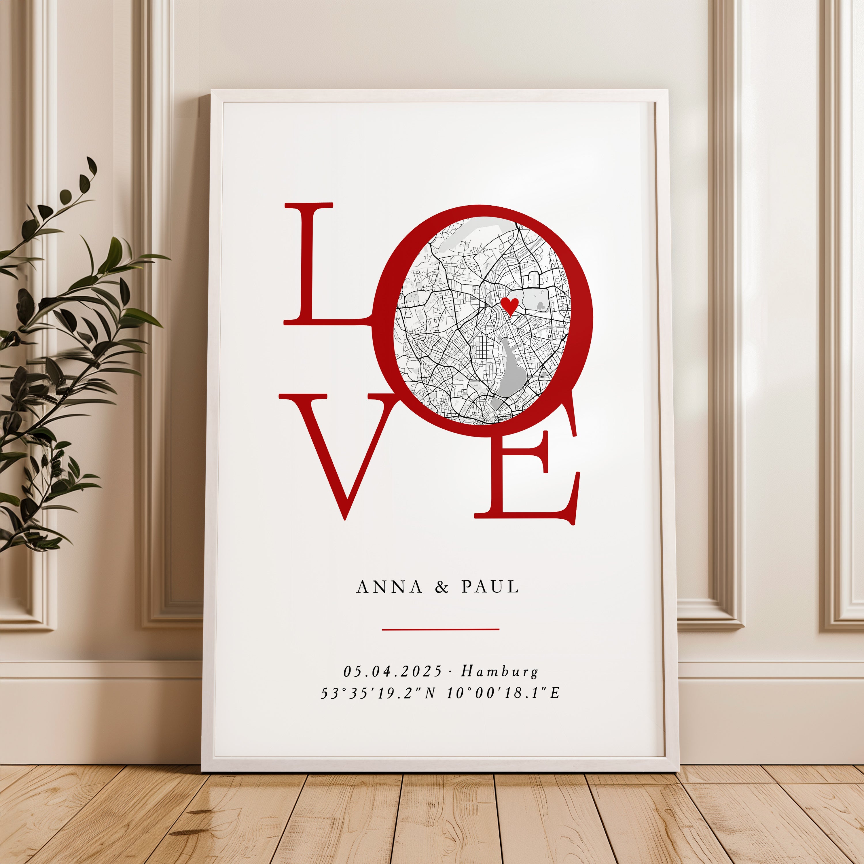 LOVE Poster persönliche Stadtkarte