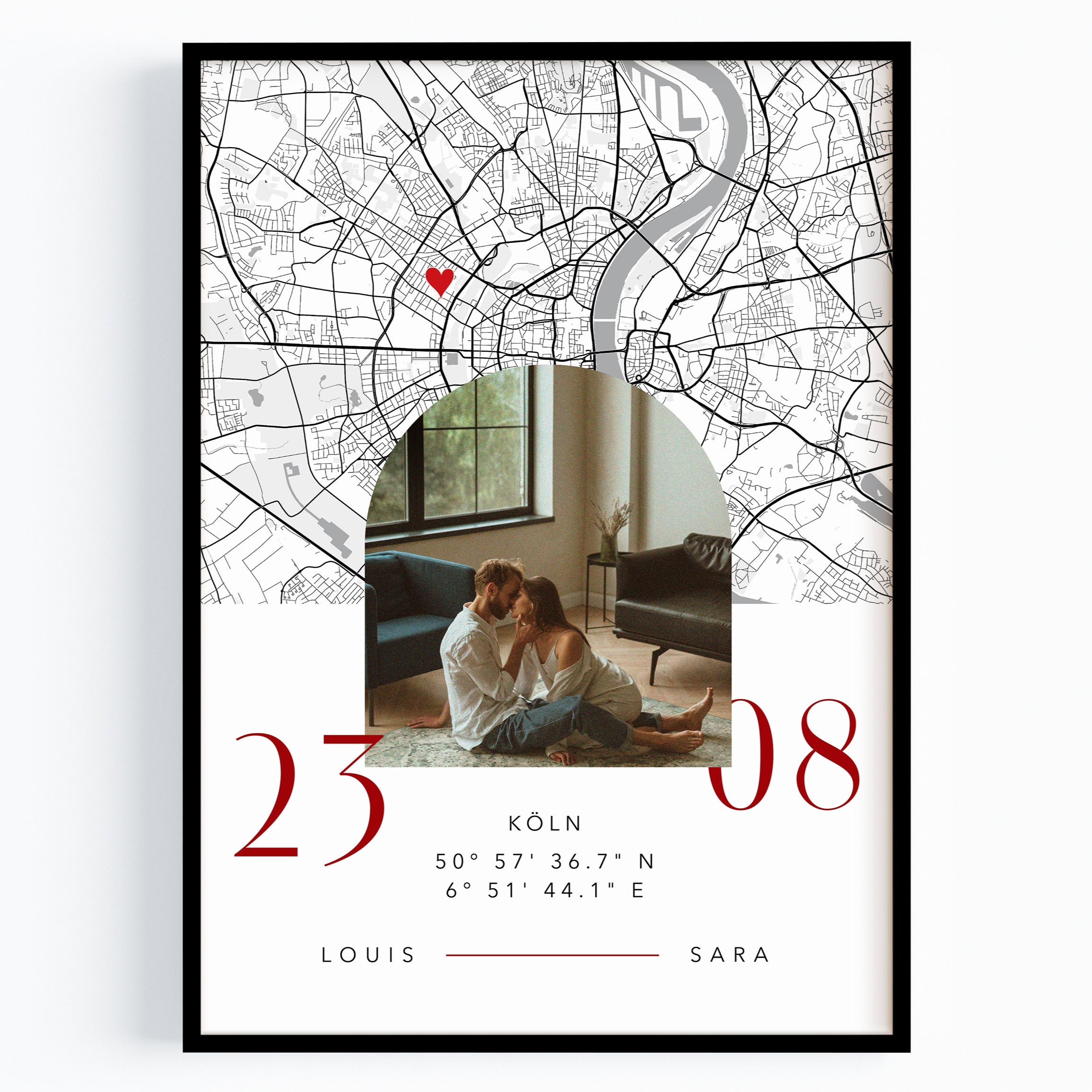 Personalisiertes Poster mit Datum und Foto Kartenposter