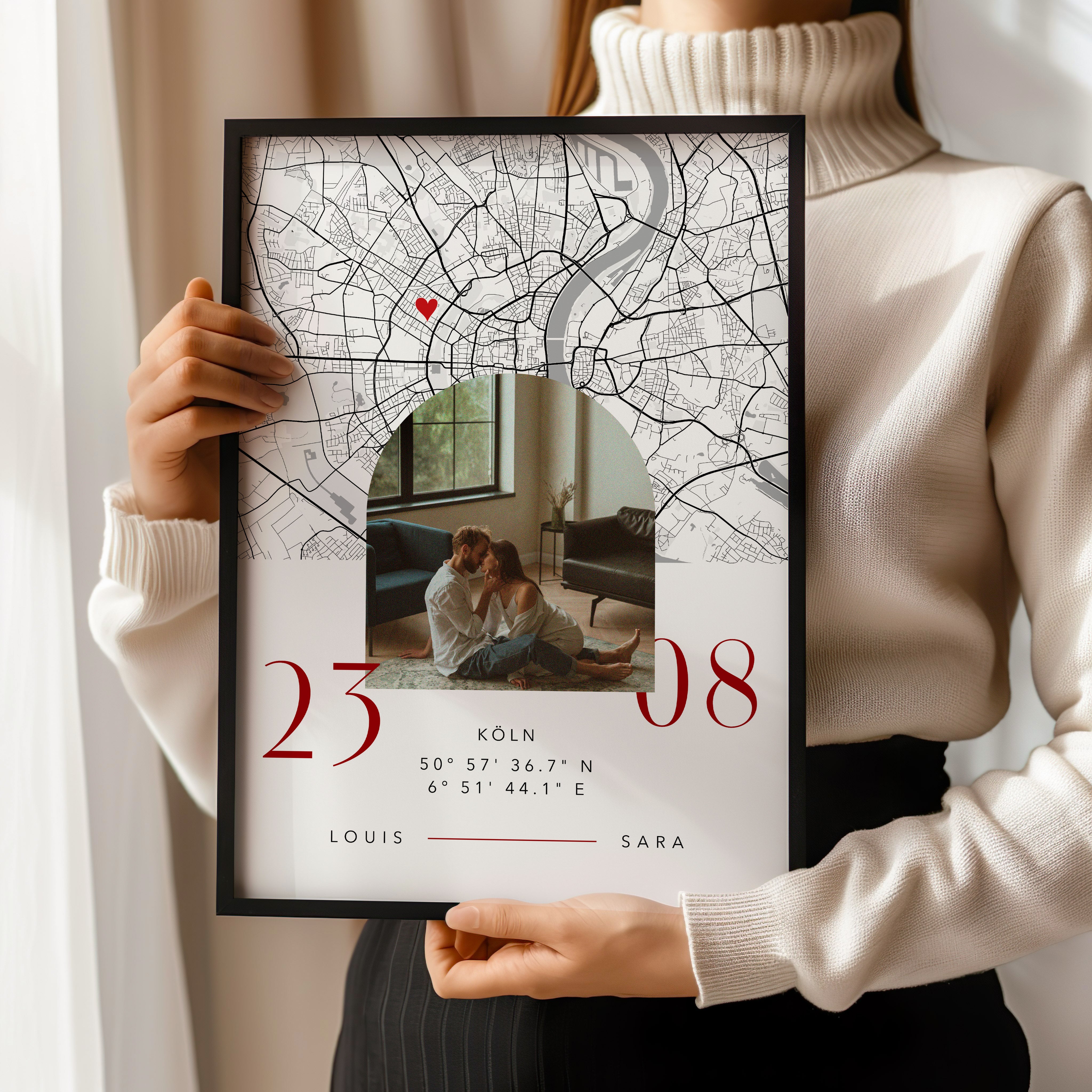 Personalisiertes Poster mit Datum und Foto Kartenposter