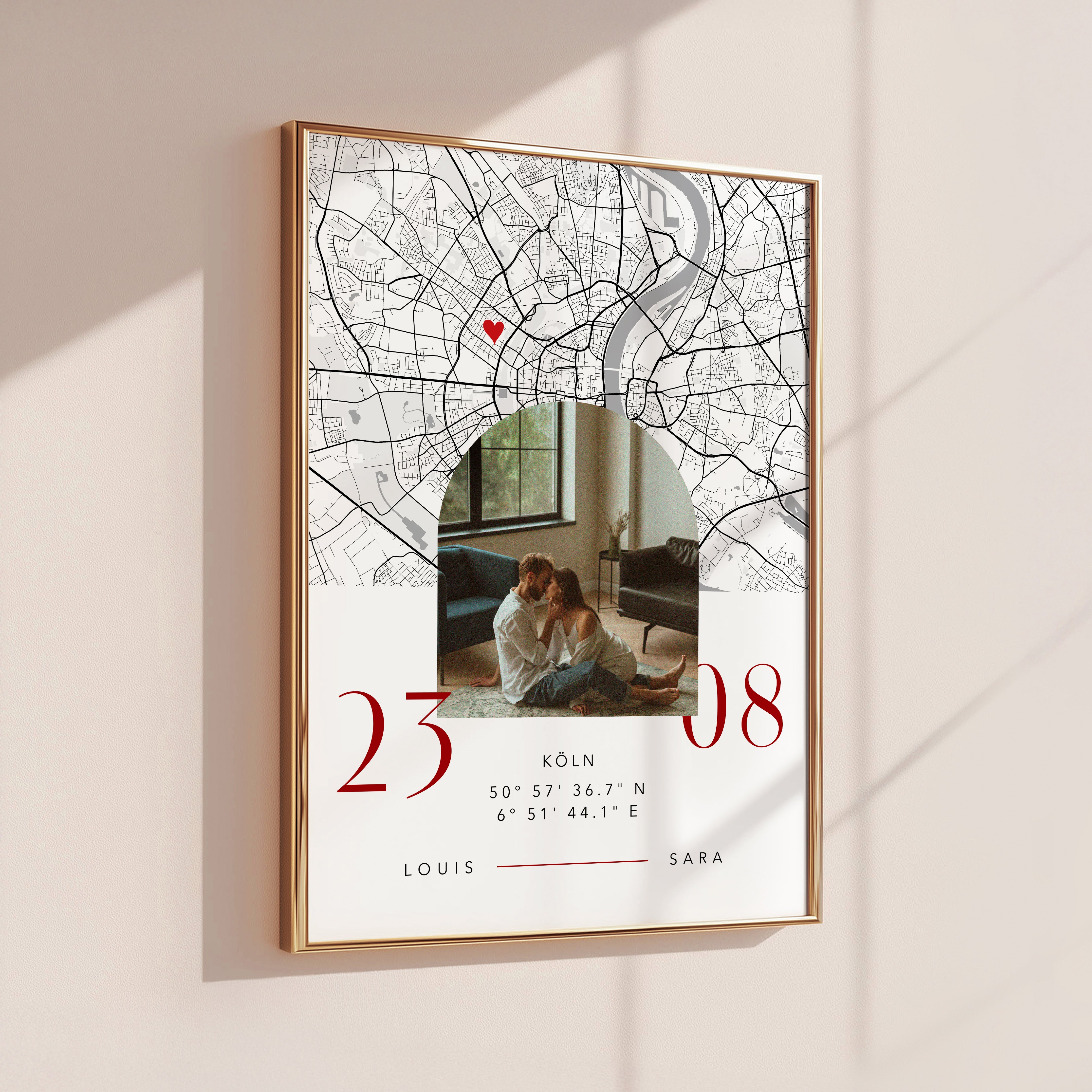 Personalisiertes Poster mit Datum und Foto Kartenposter