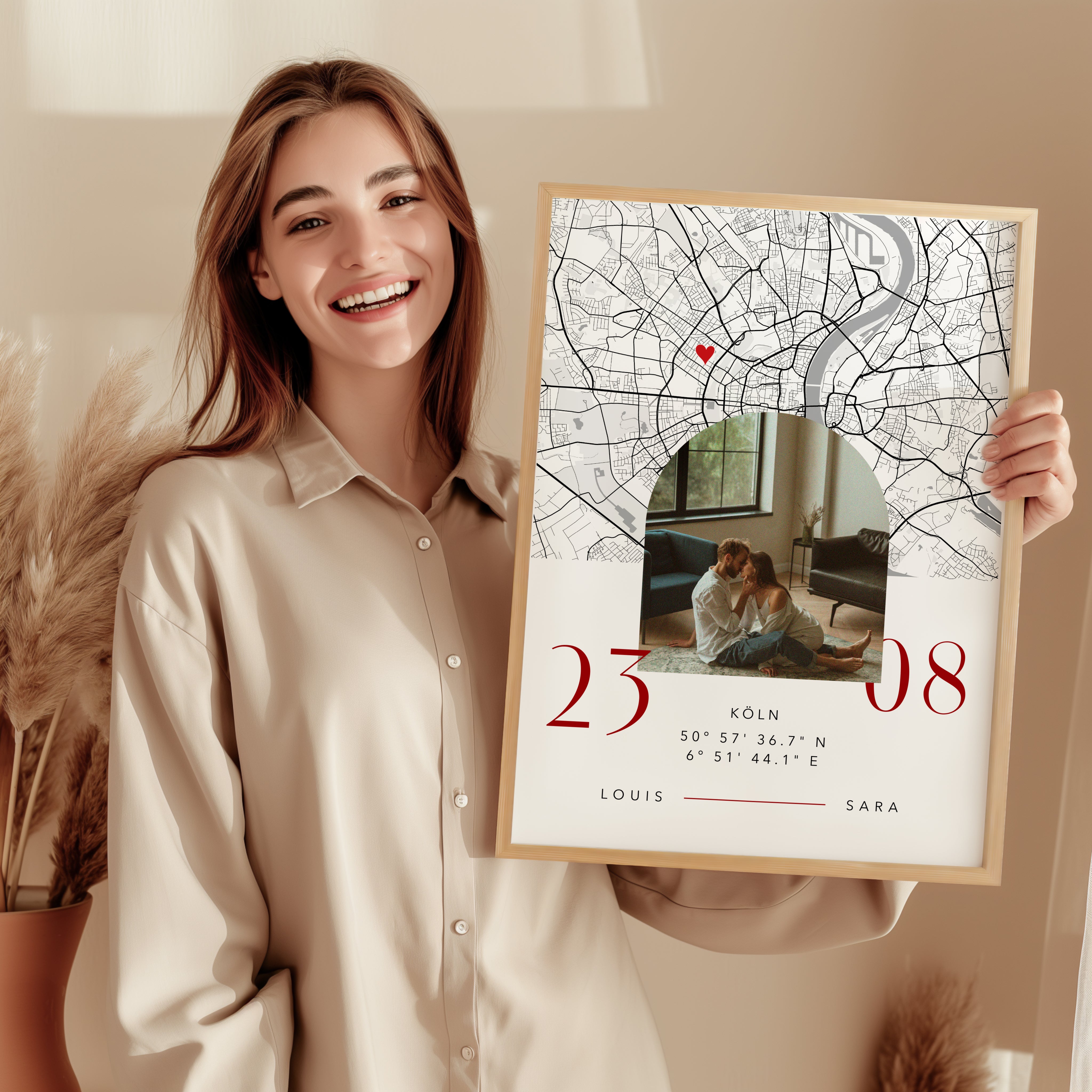 Personalisiertes Poster mit Datum und Foto Kartenposter