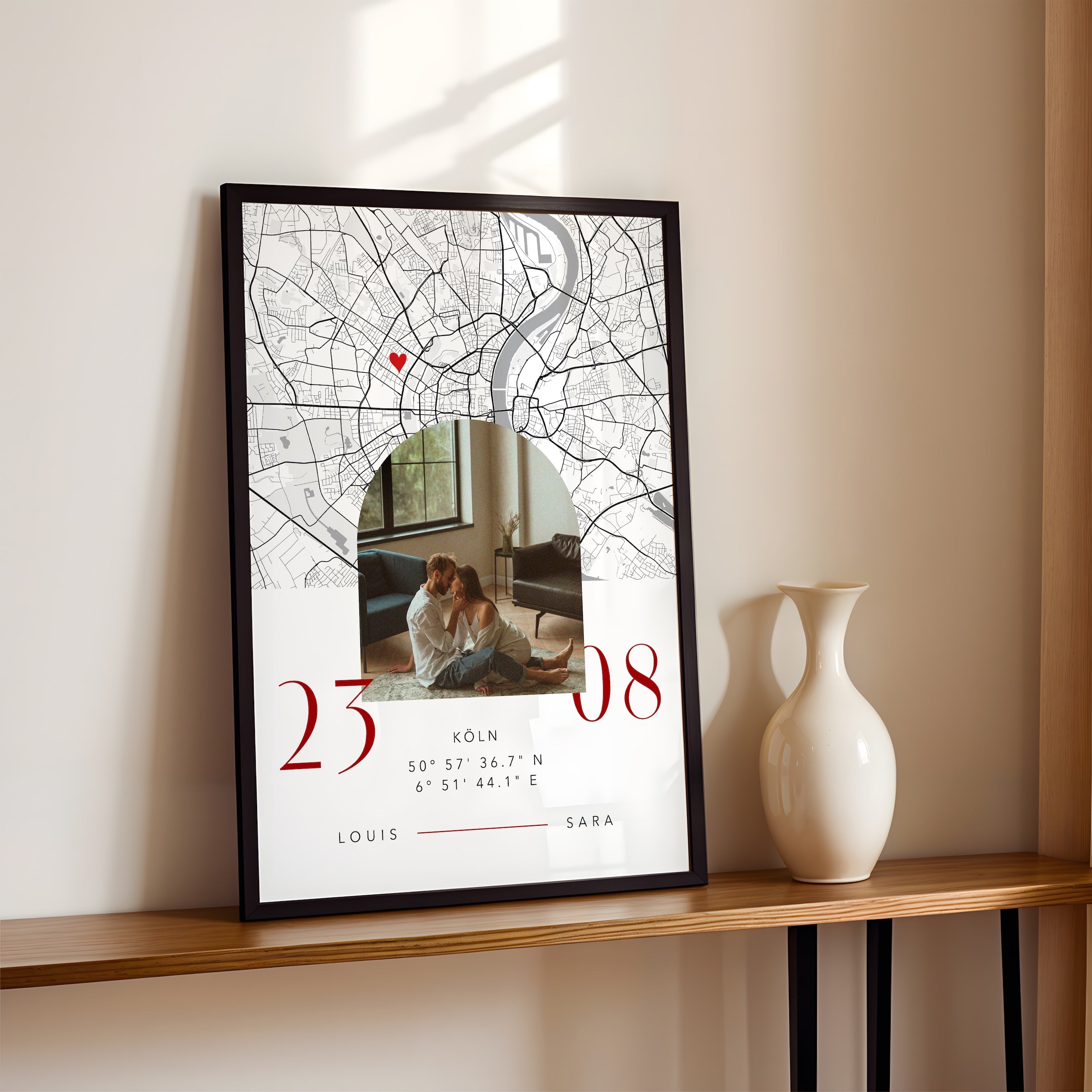 Personalisiertes Poster mit Datum und Foto Kartenposter