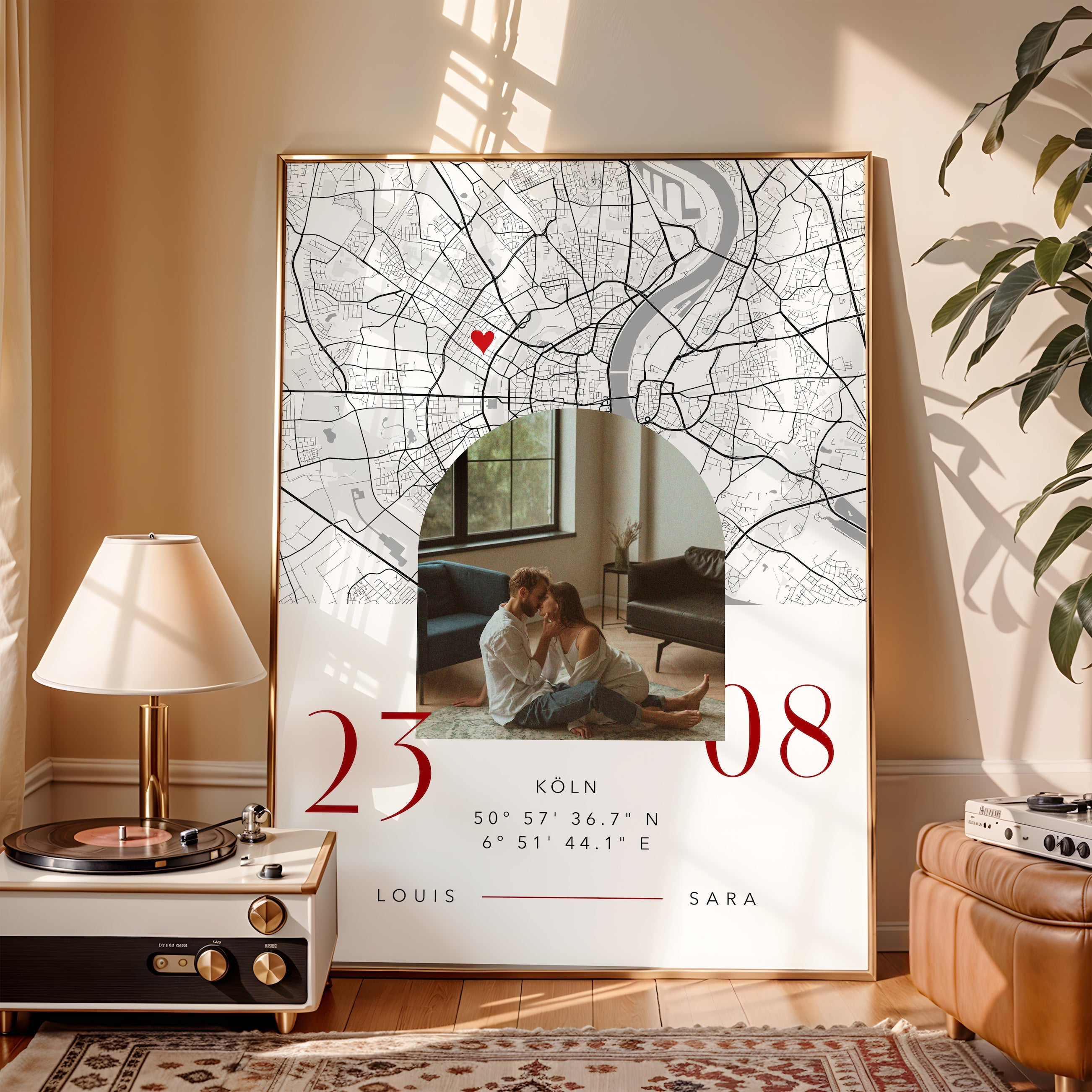 Personalisiertes Poster mit Datum und Foto Kartenposter