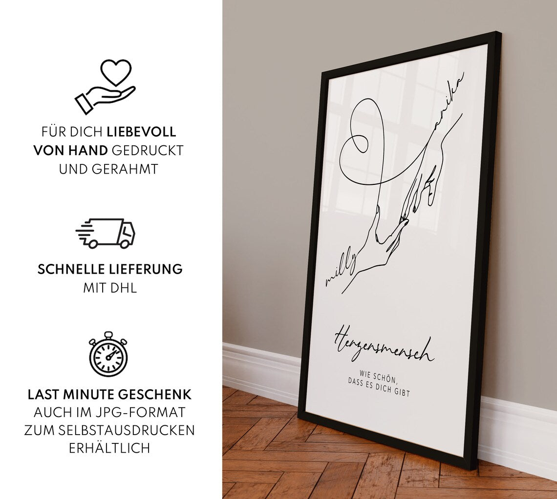 Herzensmensch Geschenk – Personalisierbares Bild für Freundin