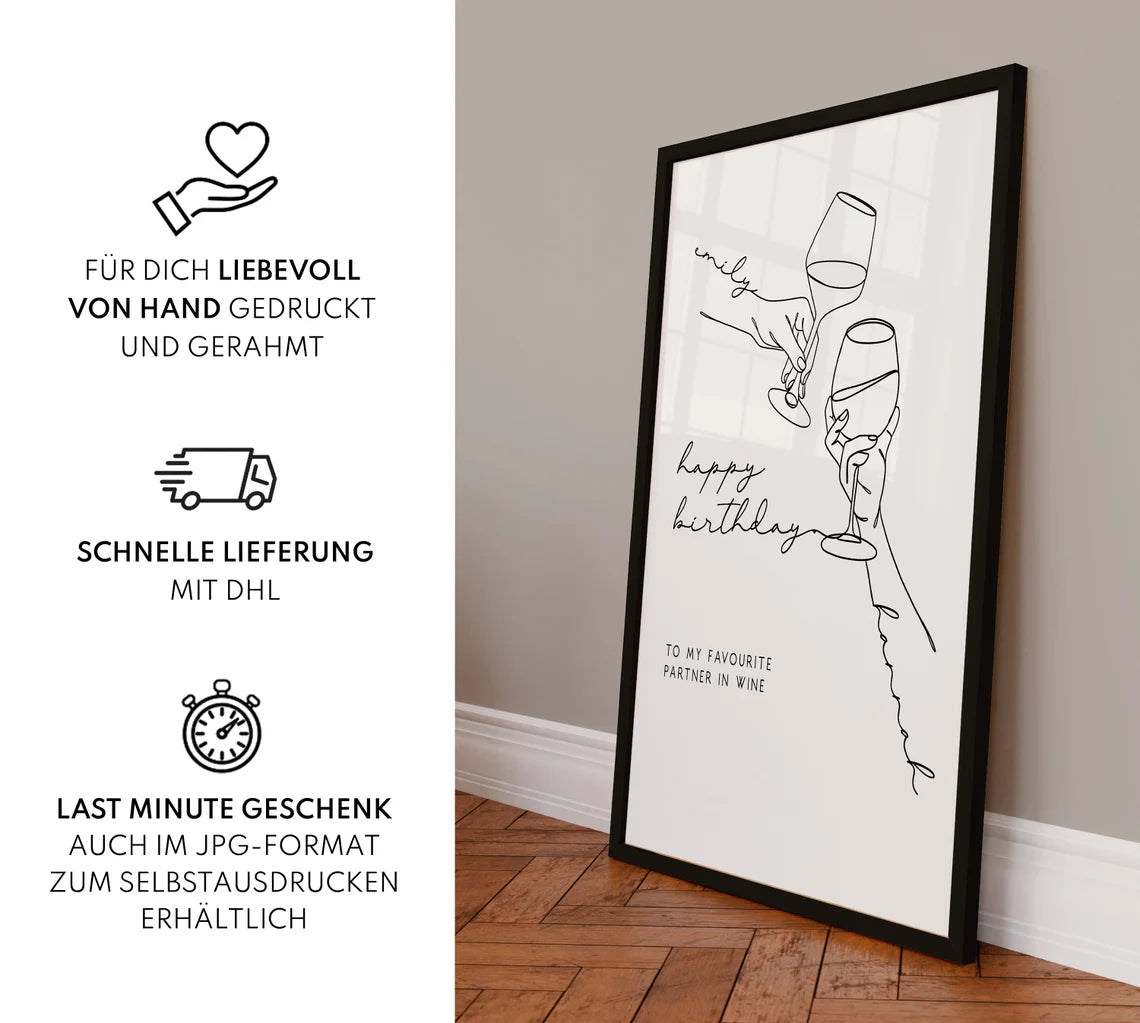 Wein Bild – Geburtstagsgeschenk für beste Freundin oder Schwester