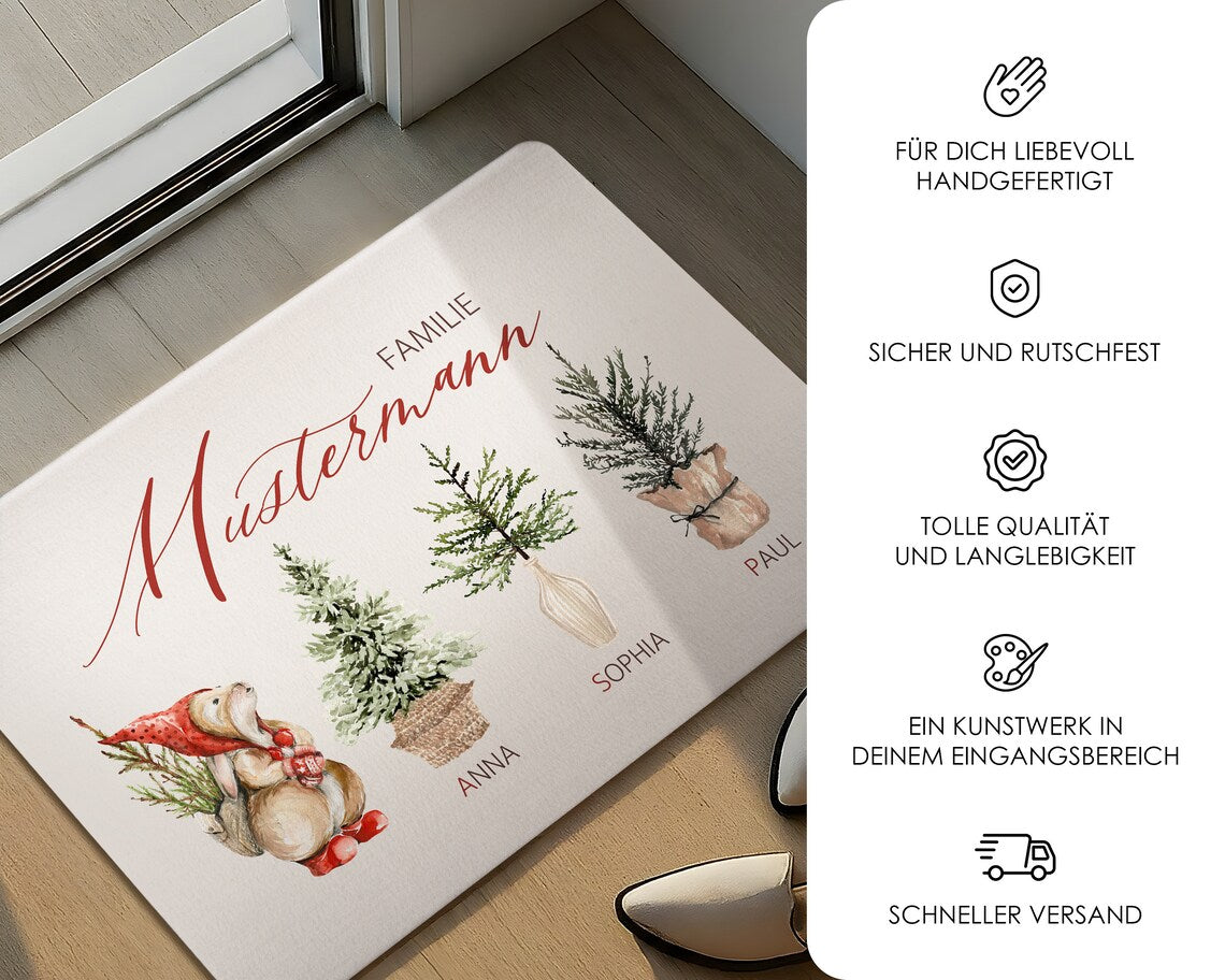 Personalisierte Fußmatte - Weihnachtsgeschenk für Familie und Nachbarn