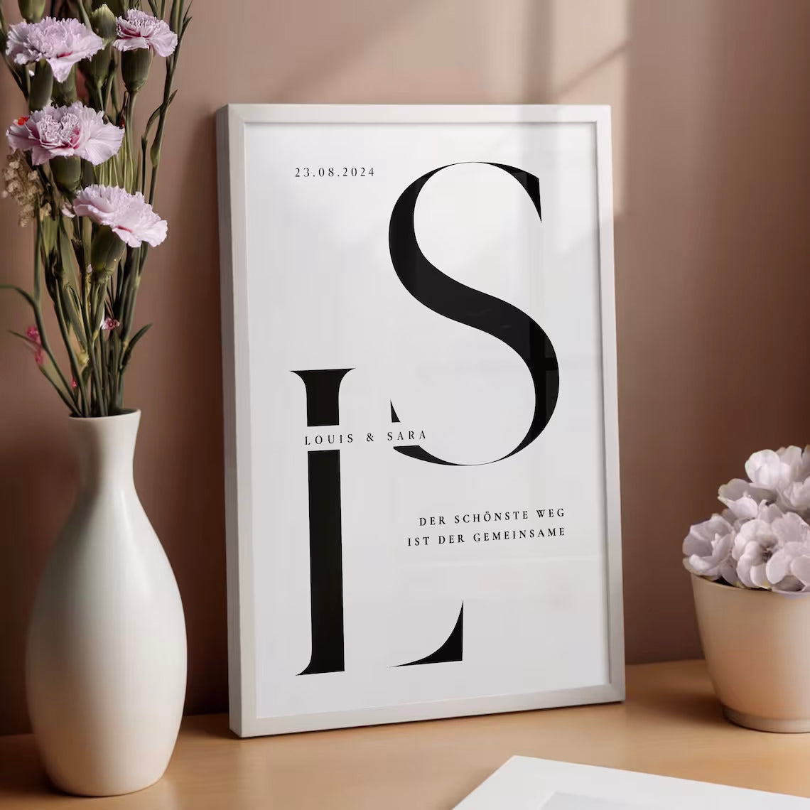 Hochzeitsgeschenk - Monogramm mit Namen für Brautpaar