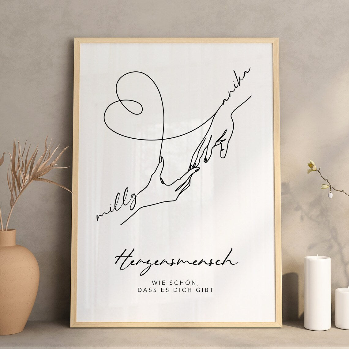 Herzensmensch Geschenk – Personalisierbares Bild für Freundin