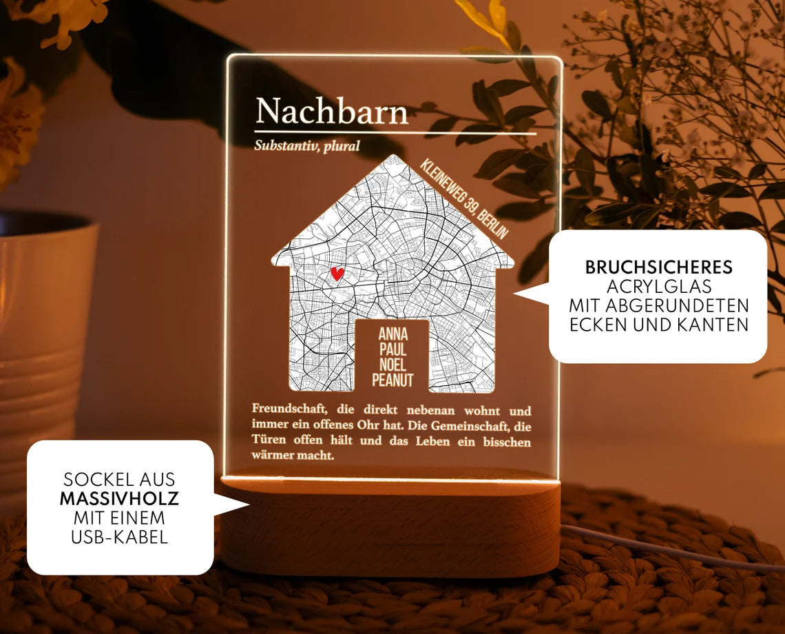LED Nachtlicht - Geschenk für Nachbarn Weihnachten oder Geburtstag