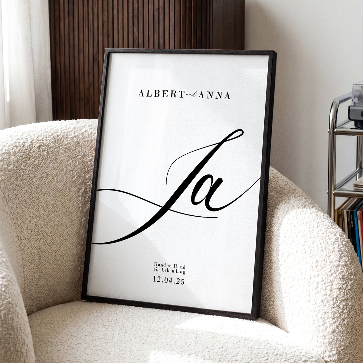 Personalisiertes Hochzeitsposter mit Namen & Datum – „Ja“ Poster als Hochzeitsgeschenk für das Brautpaar