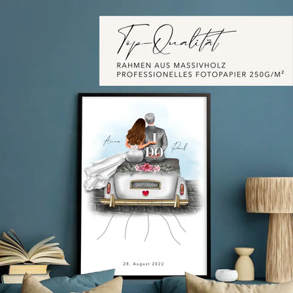 Geldgeschenk Hochzeit - Poster Just Married mit Auto