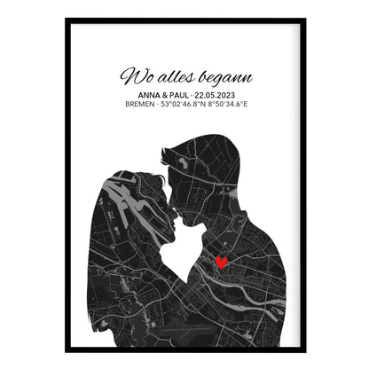 Wo alles begann Poster Liebe Stadtkarte