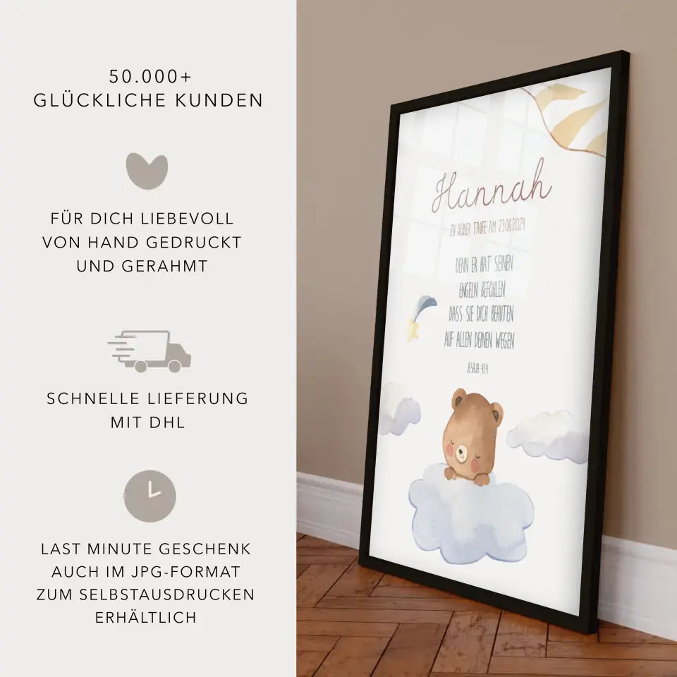 Taufgeschenk Junge Patenkind Bär Poster
