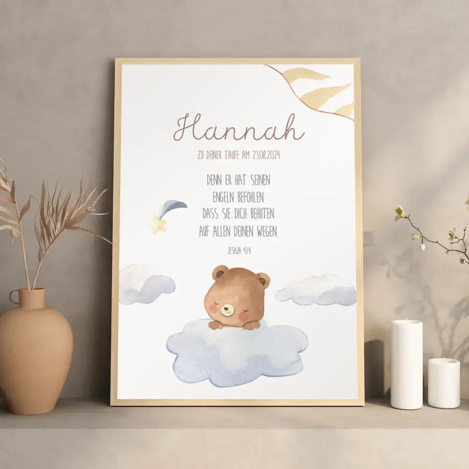 Taufgeschenk Junge Patenkind Bär Poster
