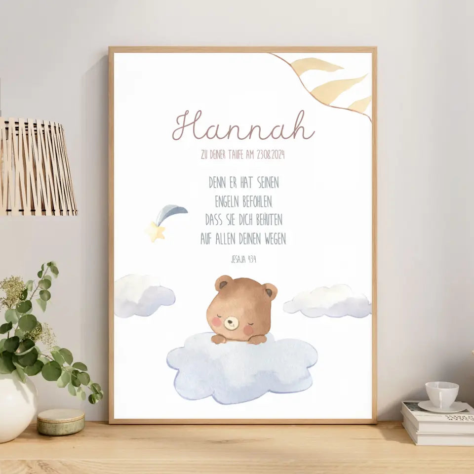 Taufgeschenk Junge Patenkind Bär Poster