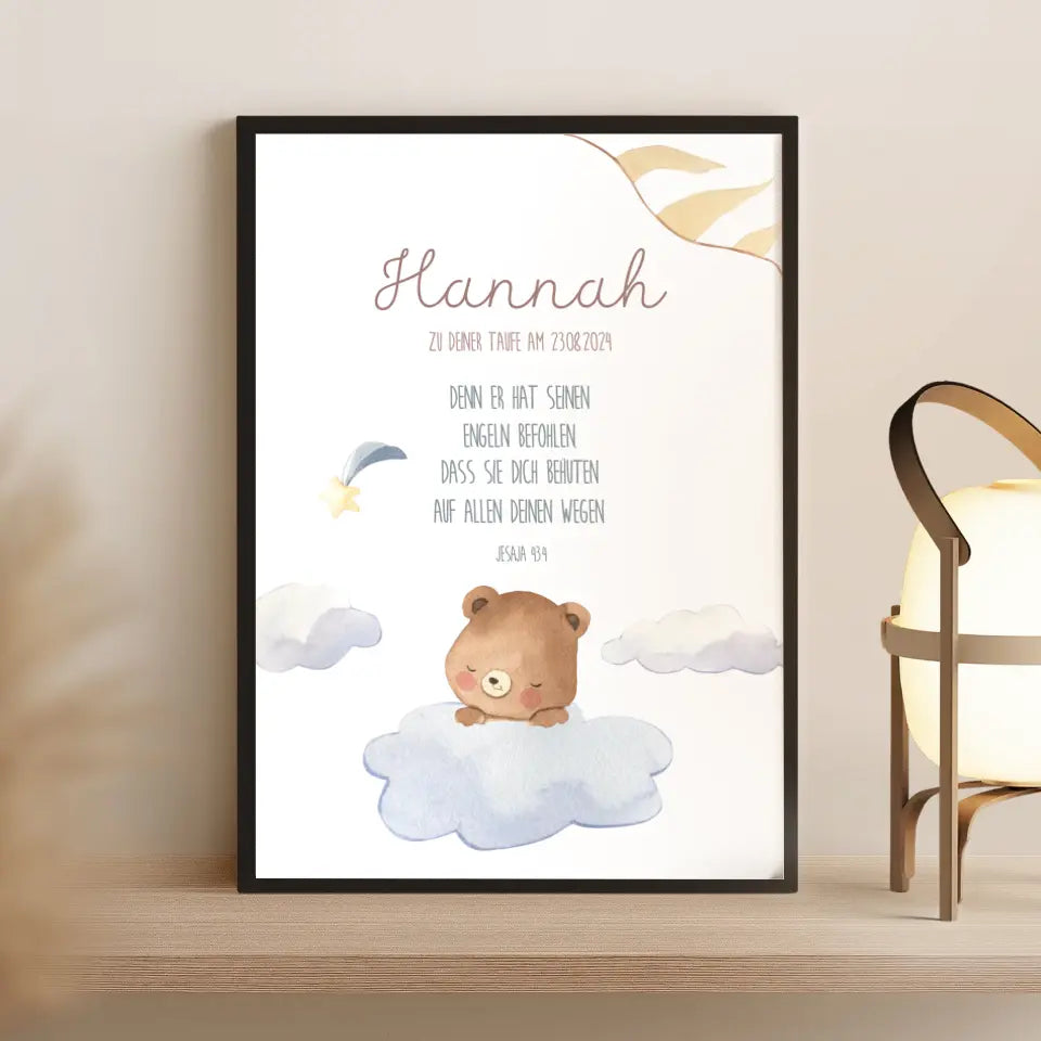 Taufgeschenk Junge Patenkind Bär Poster