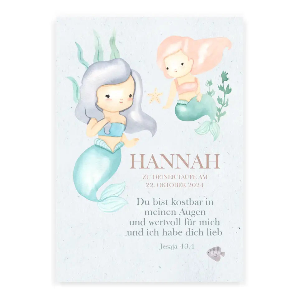 Taufe Mädchen Taufbrief Meerjungfrau