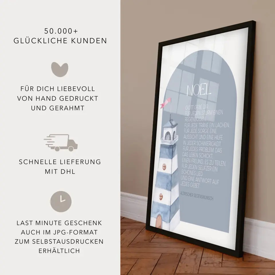 Taufspruch Poster Blau