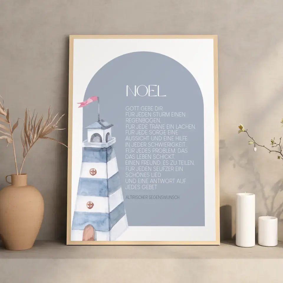 Taufspruch Poster Blau