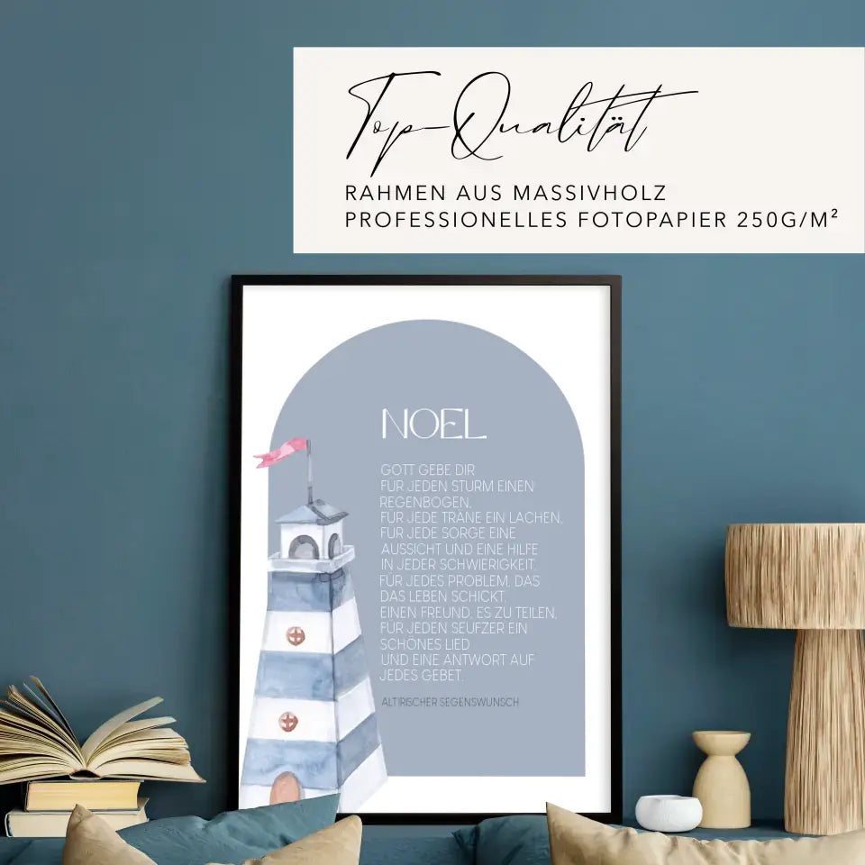 Taufspruch Poster Blau