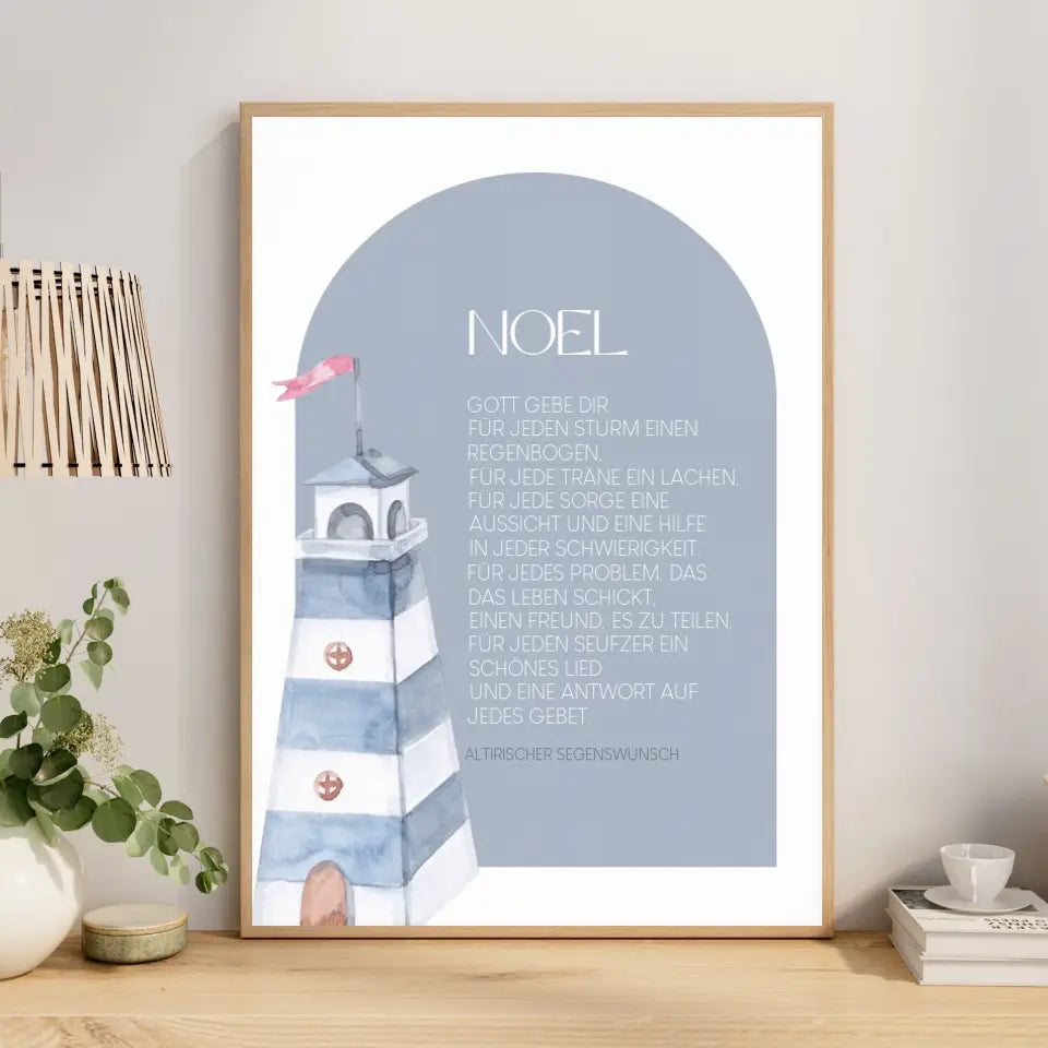 Taufspruch Poster Blau