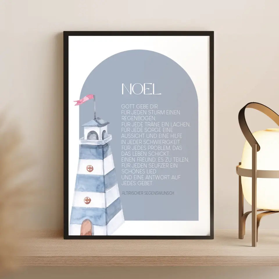 Taufspruch Poster Blau