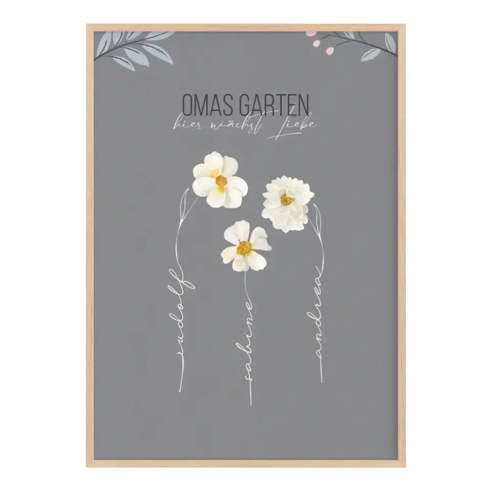 Poster Omas Garten Muttertagsgeschenk (max. 8 Blumen)