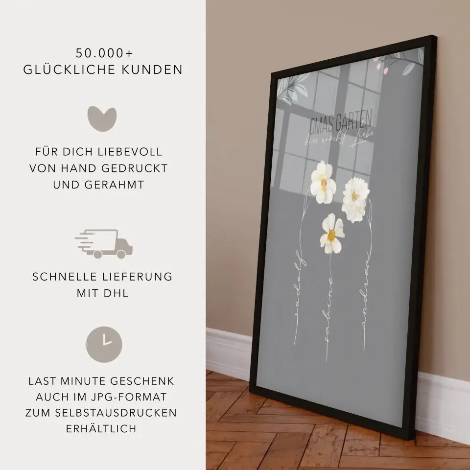 Poster Omas Garten Muttertagsgeschenk (max. 8 Blumen)