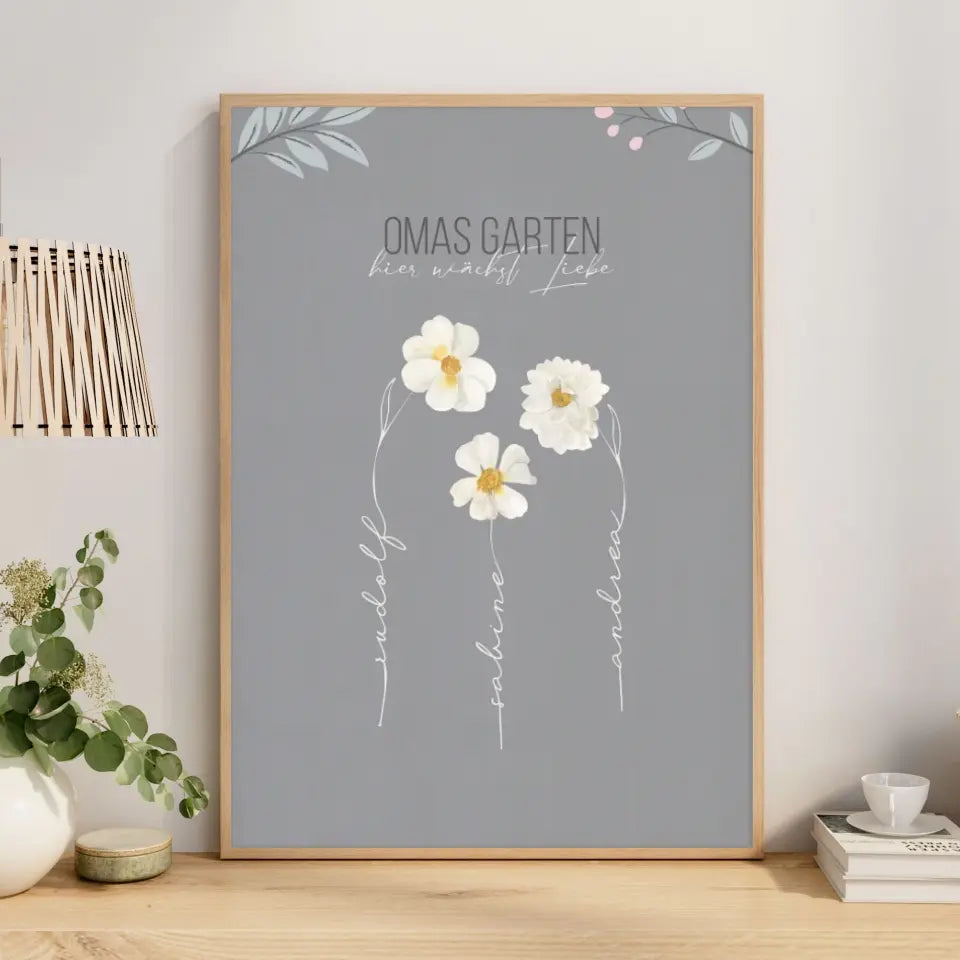 Poster Omas Garten Muttertagsgeschenk (max. 8 Blumen)