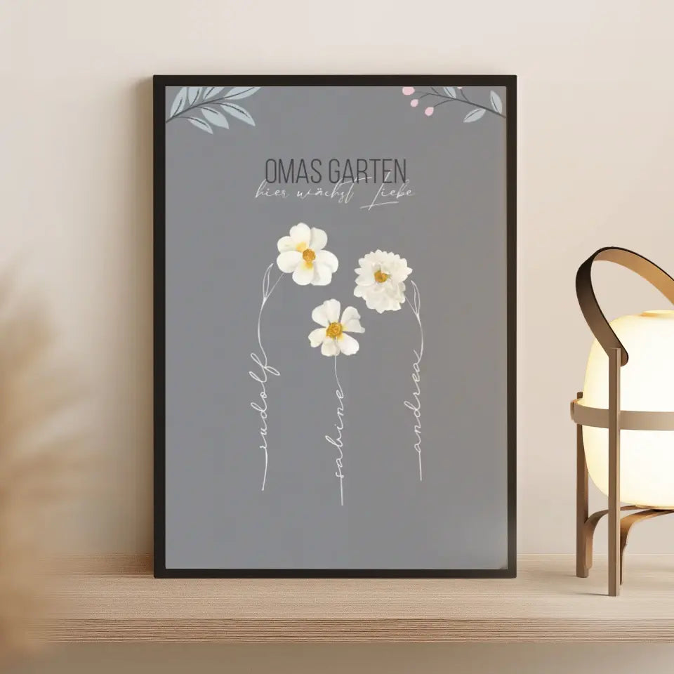 Poster Omas Garten Muttertagsgeschenk (max. 8 Blumen)