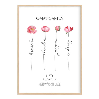 Geschenk für Oma zum Geburtstag - Bild Omas Garten (max. 8 Blumen)