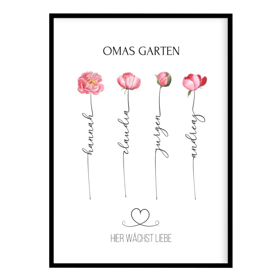 Geschenk für Oma zum Geburtstag - Bild Omas Garten (max. 8 Blumen)