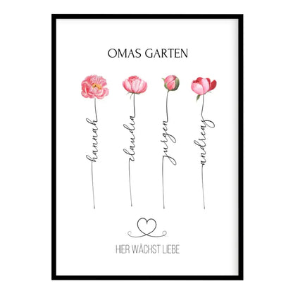 Geschenk für Oma zum Geburtstag - Bild Omas Garten (max. 8 Blumen)