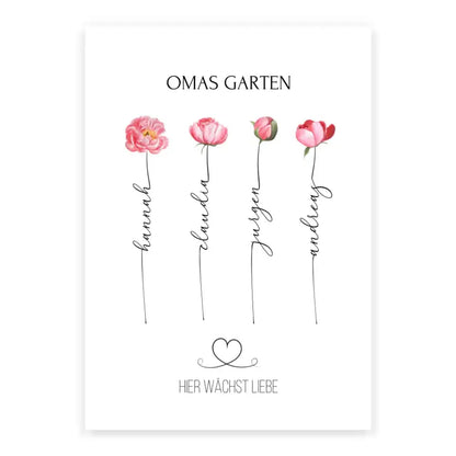 Geschenk für Oma zum Geburtstag - Bild Omas Garten (max. 8 Blumen)