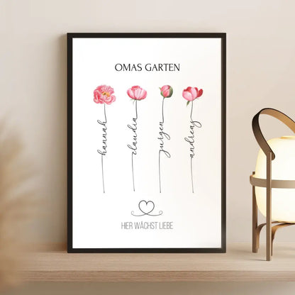 Geschenk für Oma zum Geburtstag - Bild Omas Garten (max. 8 Blumen)