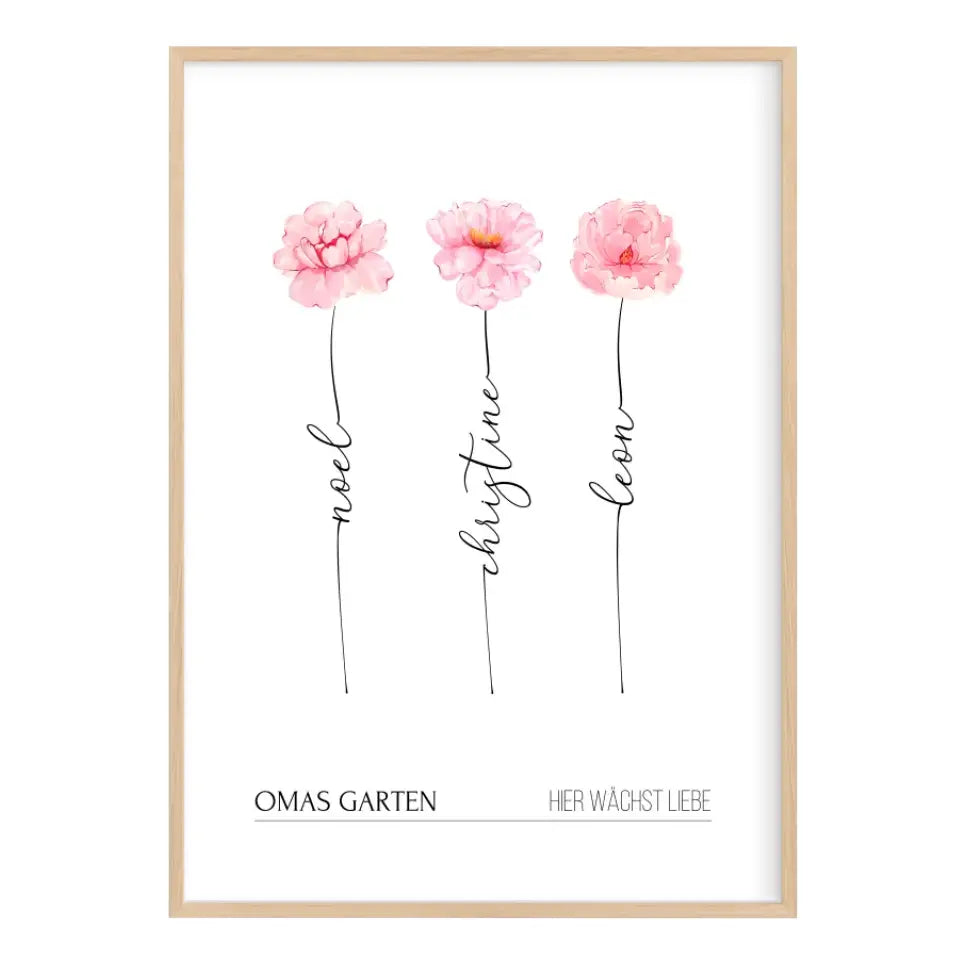 Poster Personalisiertes Geschenk für Oma zum Muttertag (max. 8 Blumen)