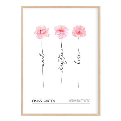 Poster Personalisiertes Geschenk für Oma zum Muttertag (max. 8 Blumen)