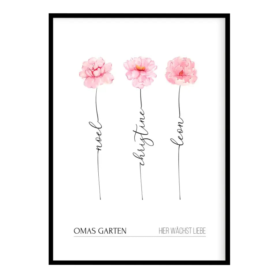 Poster Personalisiertes Geschenk für Oma zum Muttertag (max. 8 Blumen)