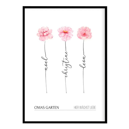 Poster Personalisiertes Geschenk für Oma zum Muttertag (max. 8 Blumen)