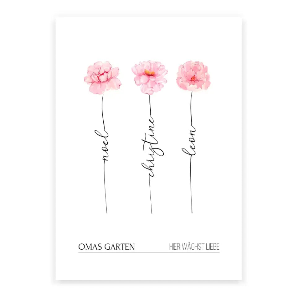 Poster Personalisiertes Geschenk für Oma zum Muttertag (max. 8 Blumen)