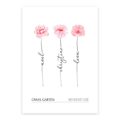 Poster Personalisiertes Geschenk für Oma zum Muttertag (max. 8 Blumen)