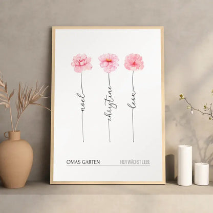 Poster Personalisiertes Geschenk für Oma zum Muttertag (max. 8 Blumen)